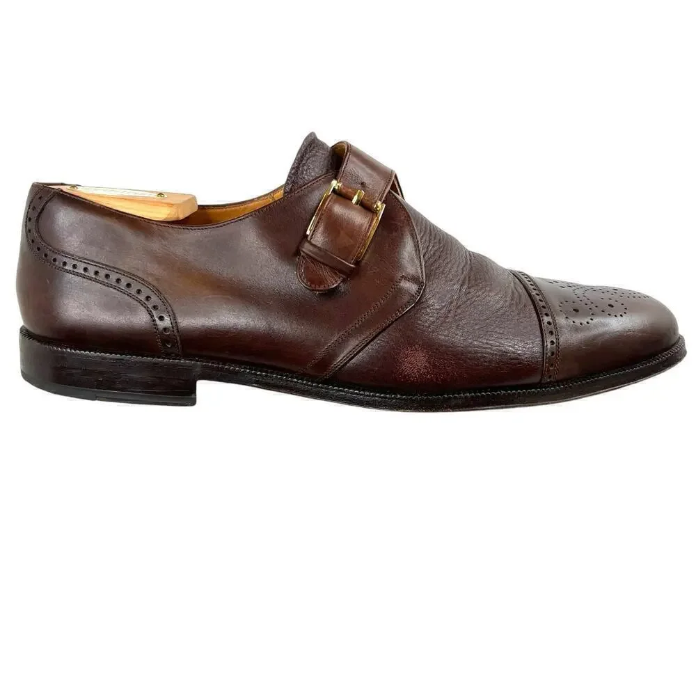 MEZLAN ATHENS Brown Leather Oxford Monk Strap Dress Shoes Men's 10.5 M